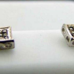 Unisex small 5mm size earrings .925 Silver 0.20ct white & black genuine diamond.